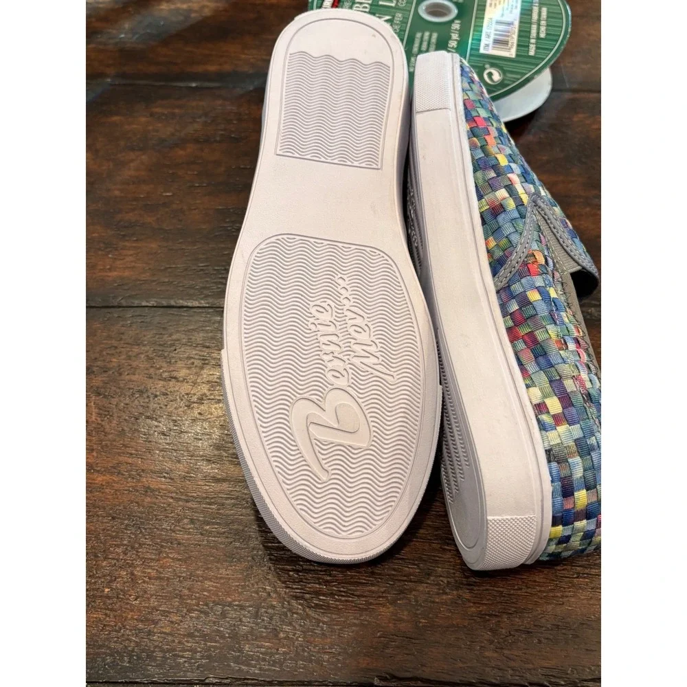 Bernie Mev Multi Color Woven‎ Elastic Slip On Sneakers Womens 40 Rainbow Pixel